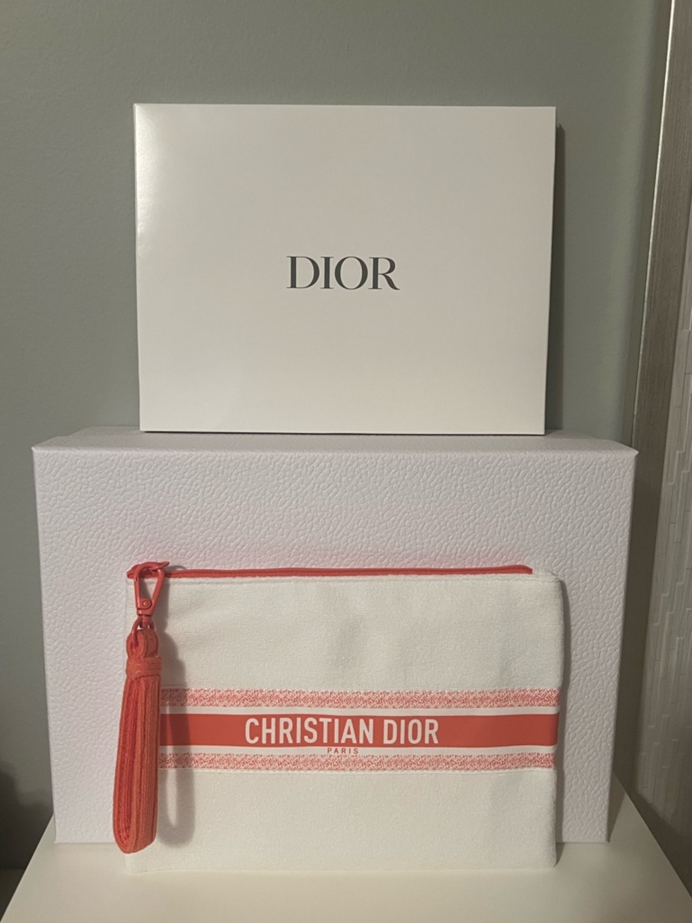 Dior Terry Cloth Pouch with Dior Box